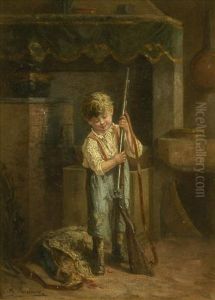 Father's Gun, Cottage Interior With The Day's Bag by Michel Arnoux