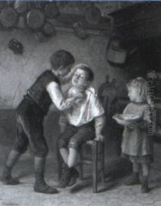 His First Shave by Duverger, Theophile Emmanuel