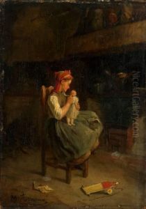 Playing With Her Doll by Michel Arnoux