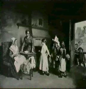 The Visit-party At Grandmother by Duverger, Theophile Emmanuel