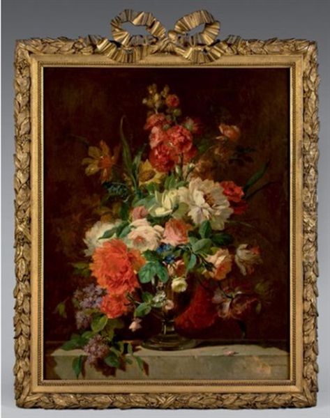 Bouquet De Fleurs Dans Un Vase Sur Un Entablement (2 Works) - view 1