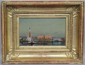 Gondolier Devant Le Palais Des Doges A Venise