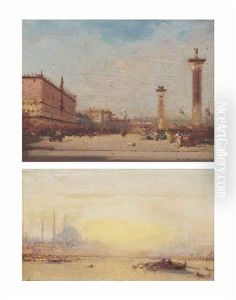 St. Mark's Square, Venice; And Constantinople (2 Works) by Henri Duvieux