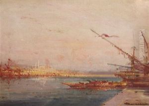 Voiliers Et Caique Sur Le Bosphore, Ships And Caique On The Bosphore by Henri Duvieux
