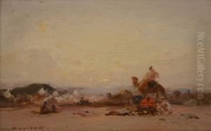 Caravane Au Repos (orientaliste) by Henri Duvieux