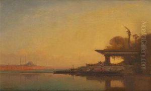 Vue Du Bosphore Au Coucher Du Soleil by Henri Duvieux