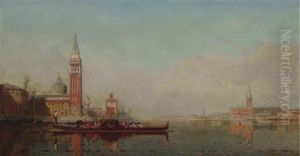 The Island Of San Giorgio Maggiore With The Ducal Palace And St. Mark's Square In The Distance by Henri Duvieux