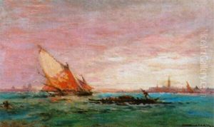 Sonnenuntergang In Der Lagune Von Venedig