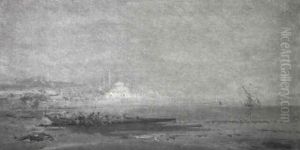 The Blue Mosque From The Bosphorus by Henri Duvieux