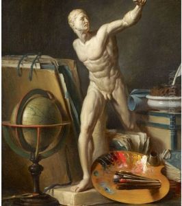 Nature Morte Aux Fruits Et Aux Livres Sur Un Entablement