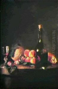 Natures Mortes Aux Fruits, Verres Et Bouteilles De Vin by Thomas Germain Joseph Duvivier
