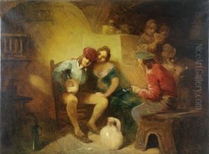 Gemutliche Szene In Der Schenke by Carl Duxa