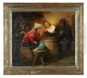 Frohliche Szene In Der Schenke by Carl Duxa