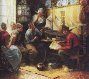 Interieur Mit Hollandischen Modelbauer Und Seiner Familie