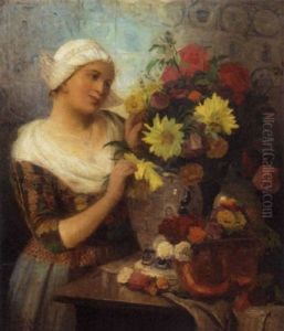 Arranging The Vase Of Flowers by Carl Duxa