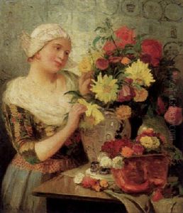 Hollandisches Madchen Mit Blumen by Carl Duxa