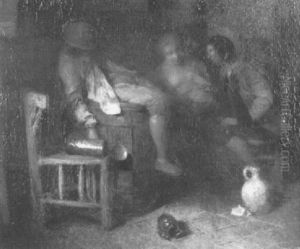 Zechende Gesellschaft In Einer Schenke by Carl Duxa