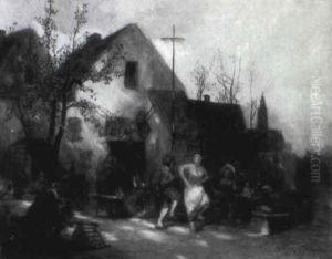 Abendliches Dorffest Vor Der Sch,nke by Carl Duxa