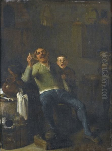 Interieur Mit Lachendem Pfeifenraucher - view 1