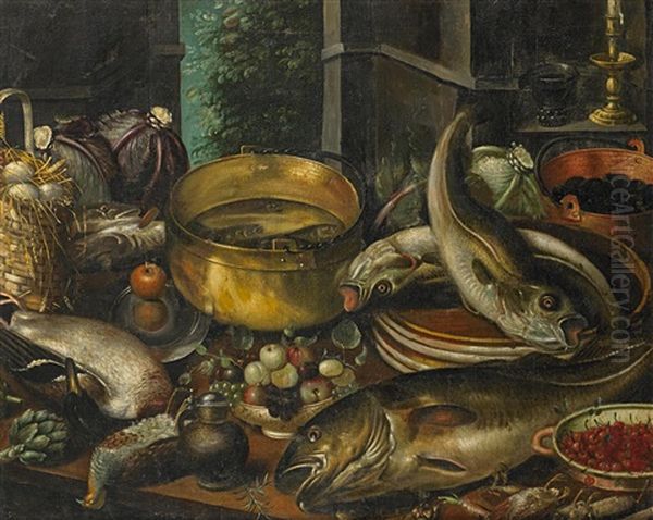 Variastillleben Mit Fischen, Fruchten Und Gemuse - view 1