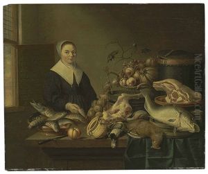A Kitchen Interior With A Maid by Isaac Van Duynen