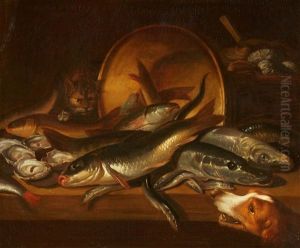 Still Life With Fish, A Dog, And A Cat by Isaac Van Duynen