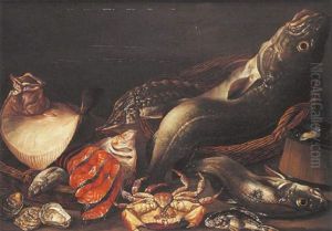 Nature Morte De Poissons Et Crustaces Avec Crabe Et Esturgeons