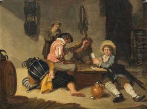 Figures Playing Cards In An Interior by Willem Cornelisz Duyster