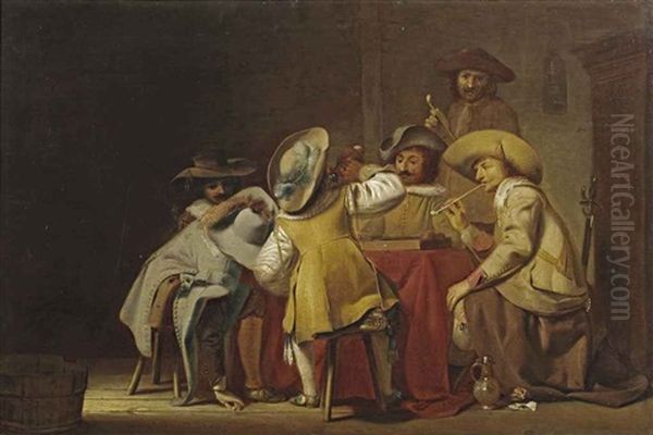 A Kortegaardje: Officers Playing Tric-trac In An Interior - view 1