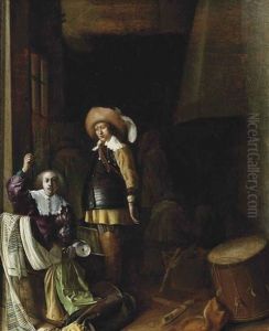 A Guardroom With Soldiers Dividing Plunder by Willem Cornelisz Duyster