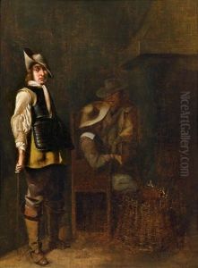 Offizier In Einem Wachlokal, Im Hintergrund Zwei Weitere Soldaten by Willem Cornelisz Duyster