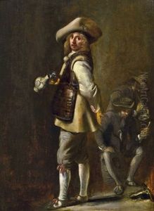 Offizier In Einem Wachlokal, Im Hintergrund Zwei Weitere Soldaten by Willem Cornelisz Duyster