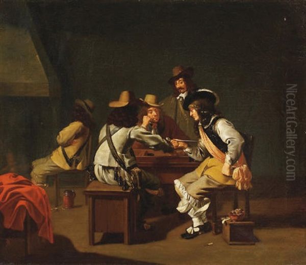 A Guardroom Interior With Soldiers Playing A Boardgame - view 1