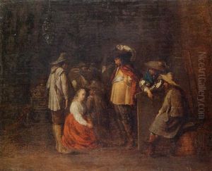 A Guardroom Interior With A Courtesan And Officers by Willem Cornelisz Duyster