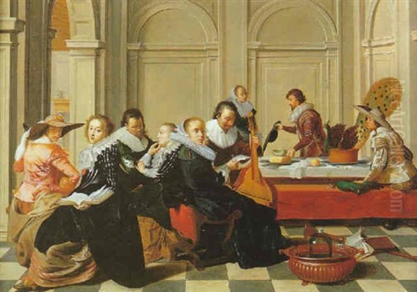 Reunion Musicale Dans Un Interieur Bourgeois Hollandais - view 1