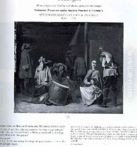 A Kortegaard: Officer Playing Court To A Woman In A Guardroom, A Drum, Carpet And Leather Bags On The Floor