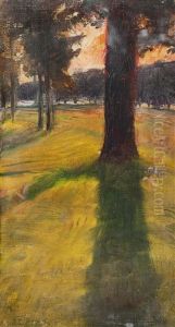 Landscape Study With Red Sky by Frantisek Dvorak