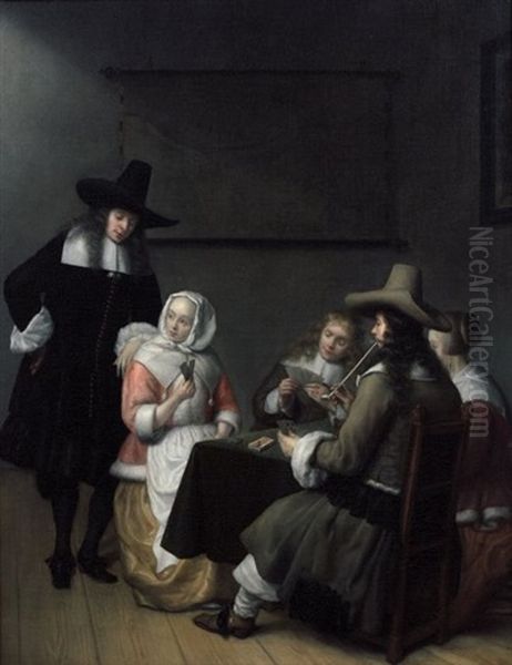 Joueurs De Cartes Dans Un Interieur - view 1