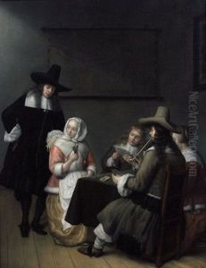 Joueurs De Cartes Dans Un Interieur by Abraham Van Dyck