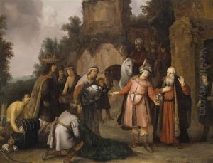 Elisha Weigert Sich, Die Geschenke Naemans Anzunehmen by Abraham Van Dyck