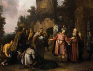 Le Prophete Elisee Refuse Les Presents Que Lui Offre Naaman by Abraham Van Dyck