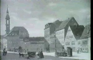 Markplatz In Einer Kleinstadt by Hermann Dyck