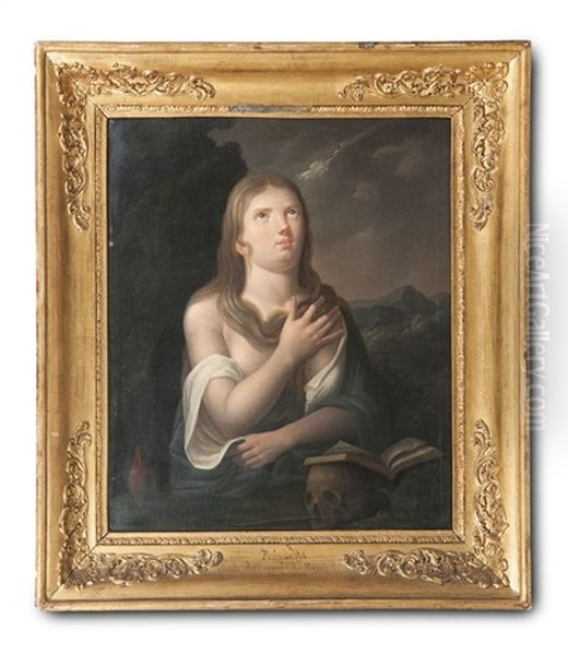 Die Busende Maria Magdalena Mit Buch Und Totenschadel (after Titian) - view 1