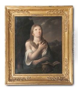 Die Busende Maria Magdalena Mit Buch Und Totenschadel Nach Tizian by Philip van Dyk