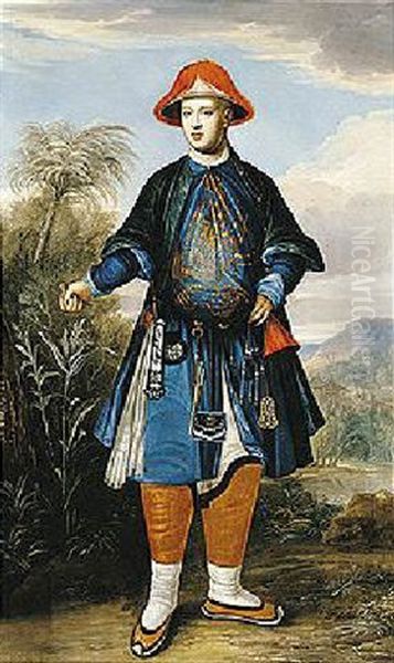 Portrait Of A Member Of The Hoste Or Henley Family In Chinese Dress, Standing In A Landscape - view 1