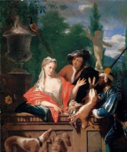 A Gentleman And His Negro Page Presenting A Hare To A Young Lady