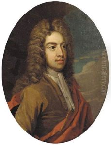 Portrait Of A Gentleman In Brown Coat And Red Cloak