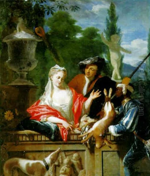 A Sportsman And His Page Presenting Dead Game To An Elegant Lady - view 1