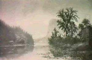 Delaware River View In Autumn by Samuel P. Dyke