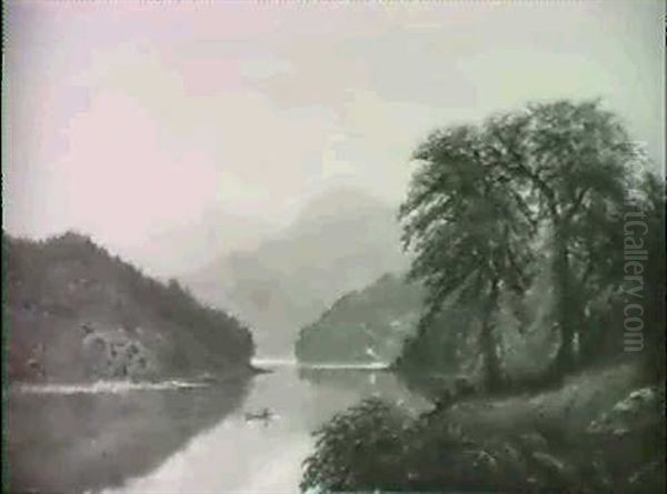 Boaters On A Lake In Autumn - view 1